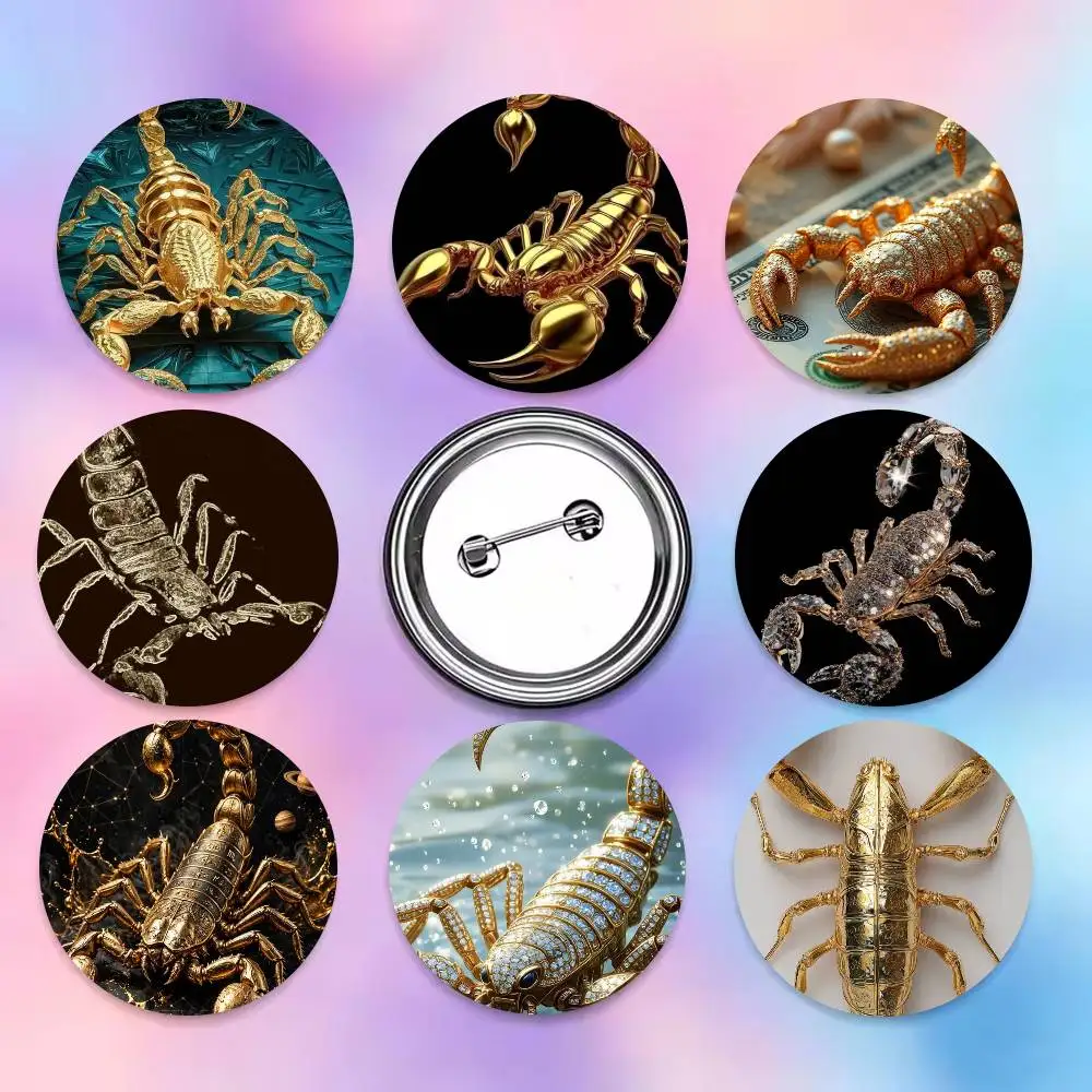 Luxury Gold S-Scorpion 25mm 32mm 44mm 58mm 75mm Brooches Badges Pins for Accessories Gift