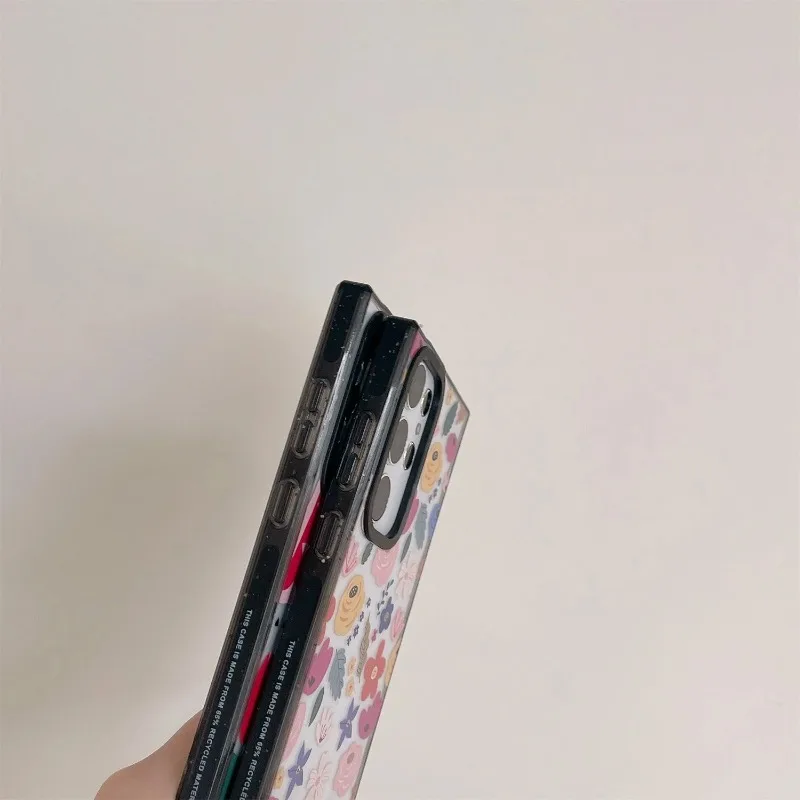 Coque de protection en acrylique à bordure noire pour Samsung Galaxy, modèles S22, S23, S24 Ultra, S22 +, S23 +, S24 Plus