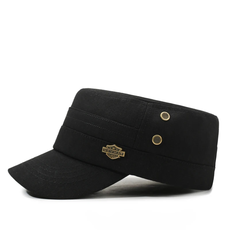 Einfarbiger, lässiger, minimalistischer, vielseitiger Flat-Top-Hut zum Sonnenschutz bei Outdoor-Aktivitäten im Frühling und Herbst – Detail 2