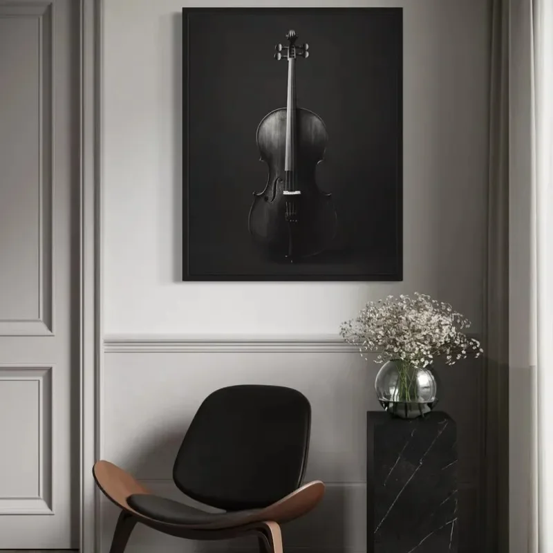 Modern Black and White Music Instrument Poster Guitar Drum Piano Trumpet Canvas Painting Wall Art Living Room Home Decor Mural