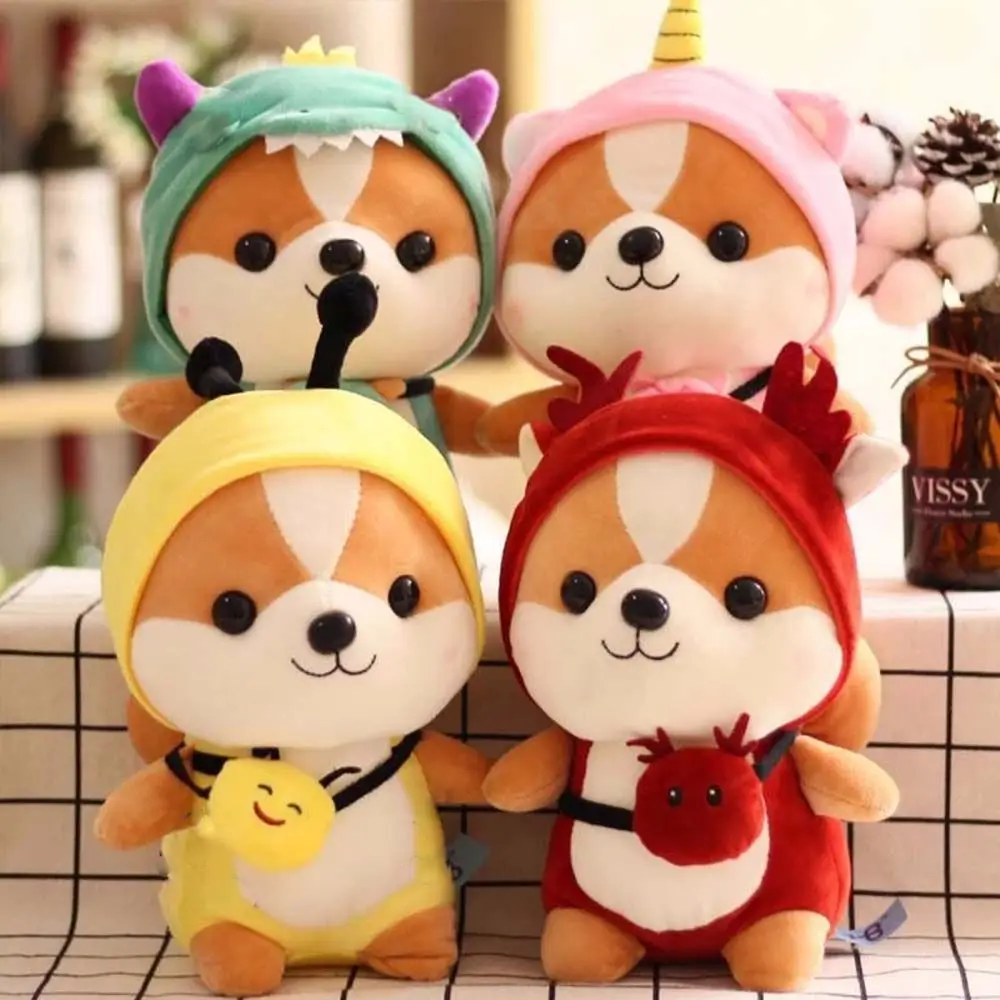 

Creative Cute Send Female Children's Doll Animal Elk Shiba Inu Plush Toy Corgi Chai Pillow Squirrel Doll Dinosaur Plush Toy