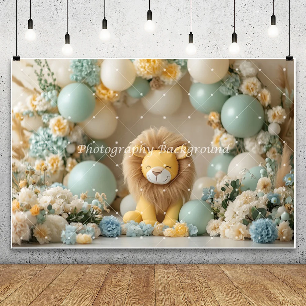 الغابة الحيوان حفلة عيد ميلاد التصوير خلفية بالونات قوس الأسد استحمام الطفل الاطفال كعكة سحق صورة ديكور خلفية الصورة