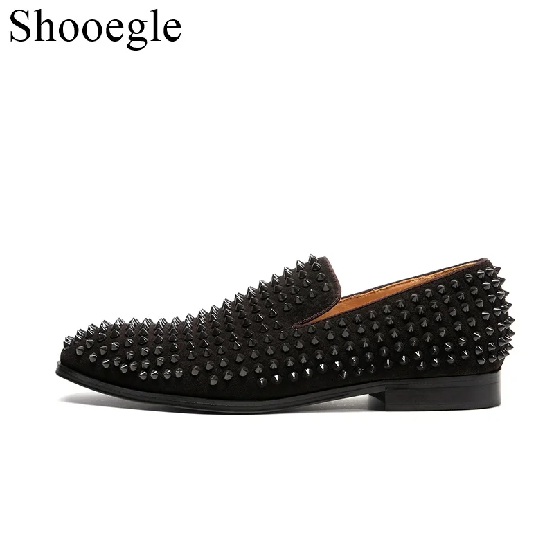 black dress shoes with spikes Fashion Men's Dress Shoes with Spikes / Alternative Style Lace-up Male Shoes