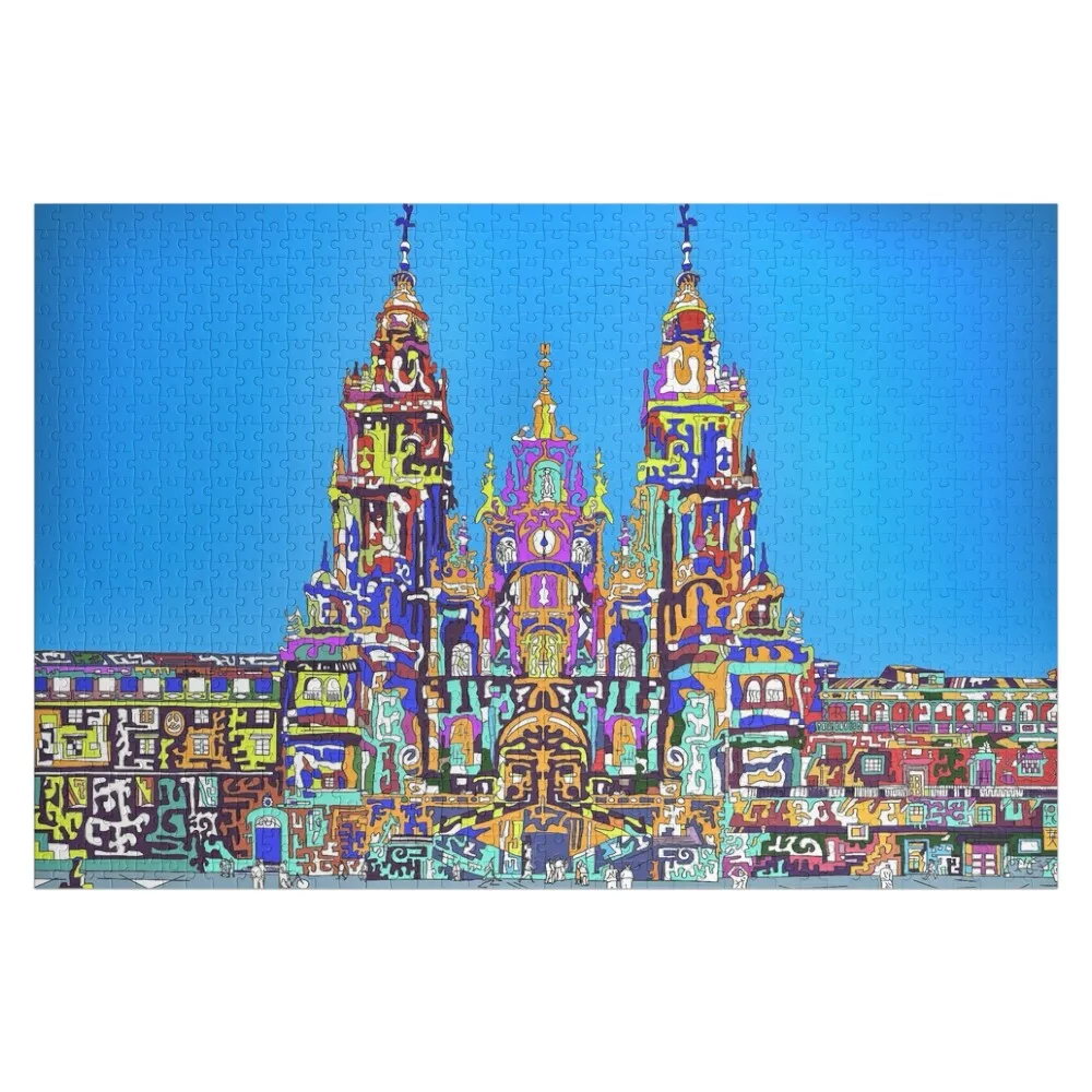 Santiago de Compostela Cathedral Galicia in the streets, Urban Sketchers Spain Jigsaw Puzzle Christmas Gifts Puzzle