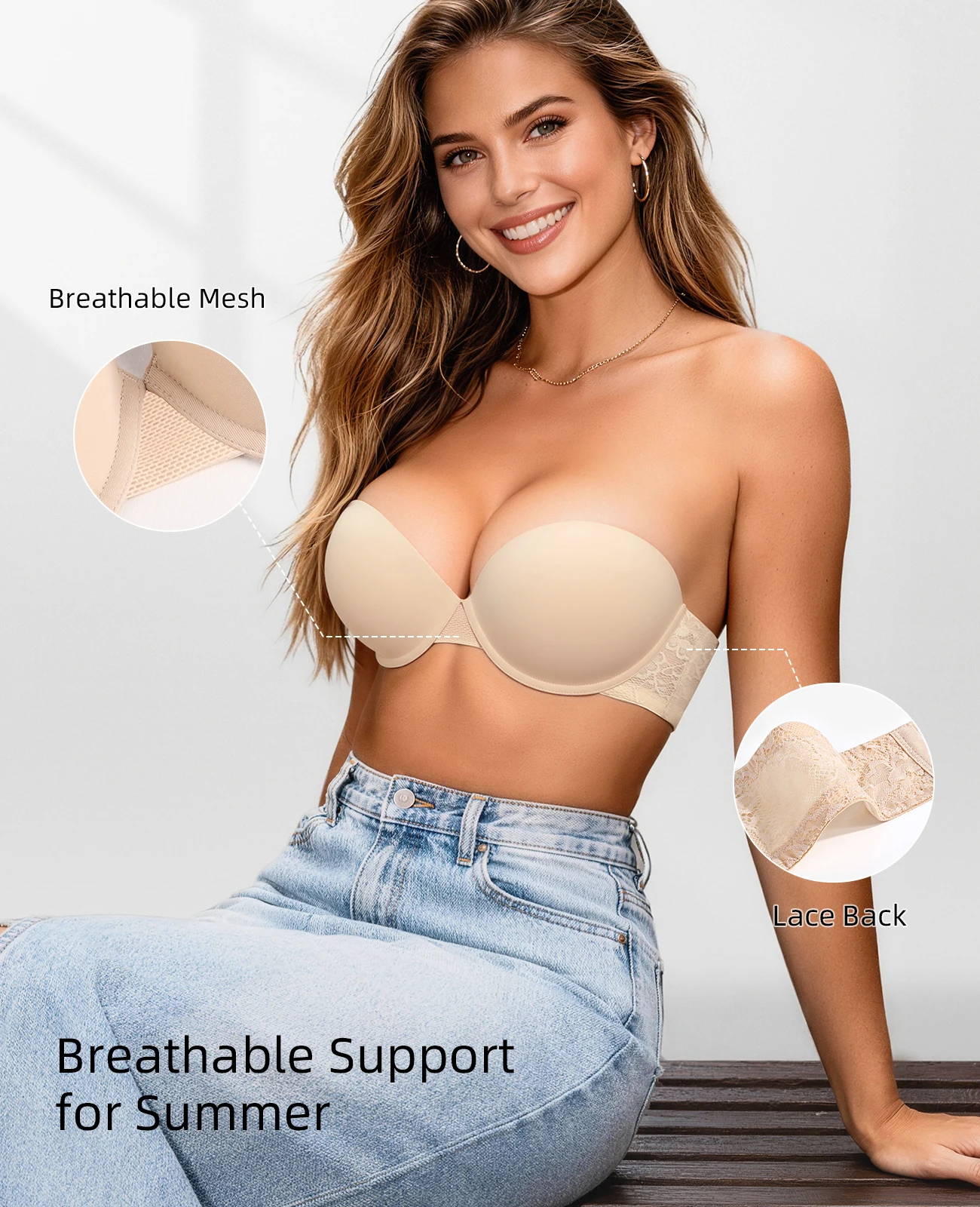 New Push Up Bra Women Lace Pad - Convertible Bra Multiway recension och pris
