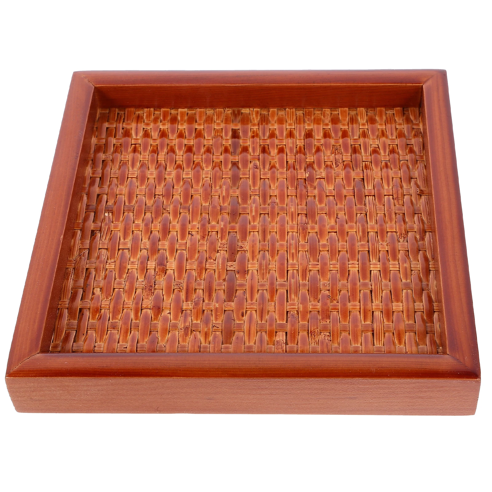 

Bamboo Woven Tray Trays Small Fruit Basket Dessert Serving Server Bread Holder Countertop