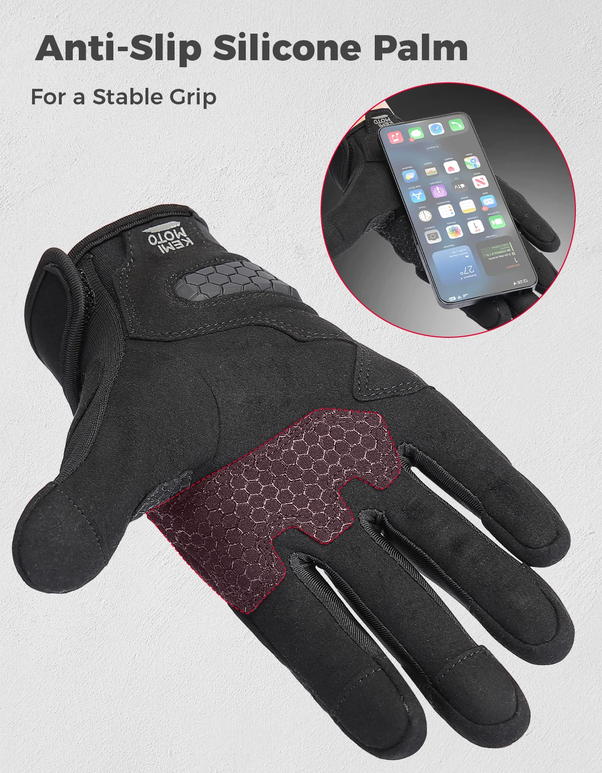 KEMITOUR Summer Motorcycle Gloves For Men Touchscreen Anti-Slip Dirt Bike Gloves With Built-in PU Foam Shell For Cycling ATV UTV
