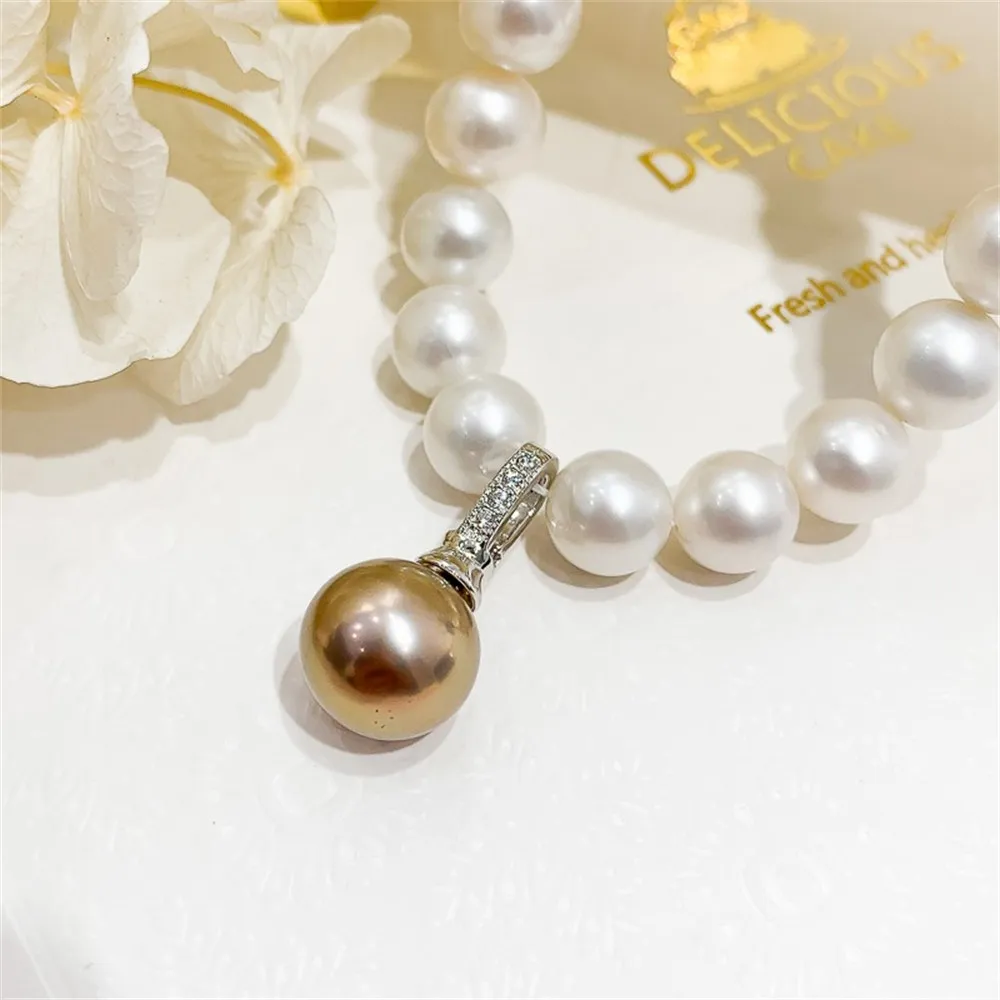 

DIY Pearl Accessories S925 Sterling Silver Pendant Empty Holder Gold Plated Clasp Necklace Pendant Fit 9-12mm Round Oval Beads