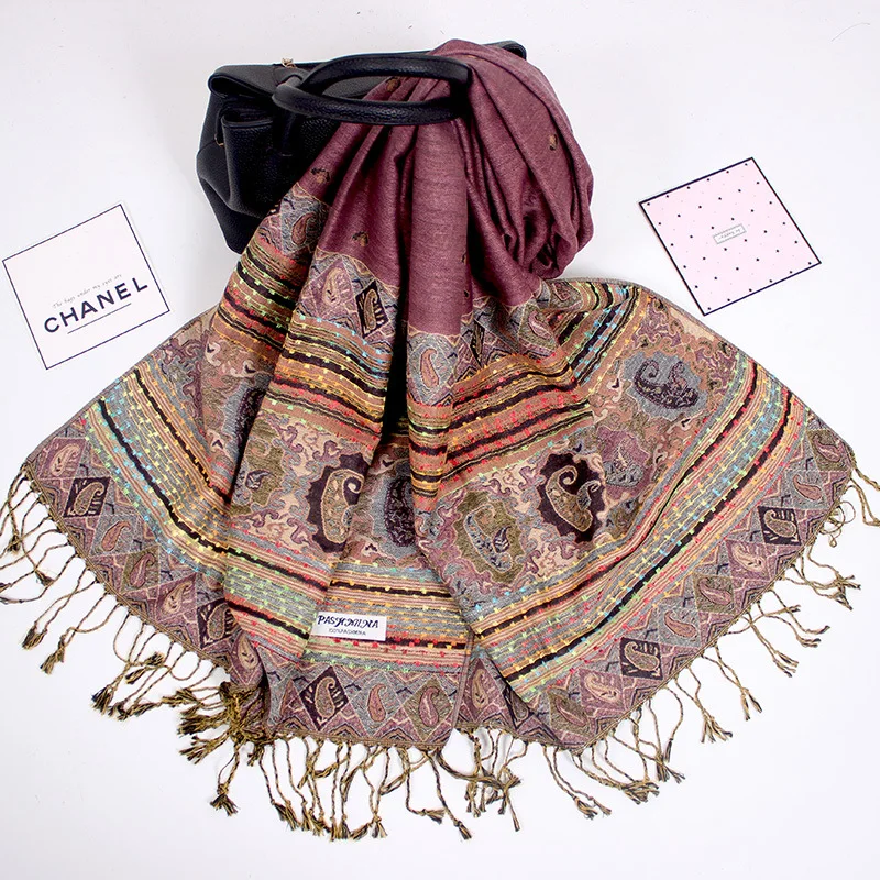 Luxury Brand Autumn Cashmere Pashmina Shawl Lady Wrap Warm Winter Scarves Design Print Female Foulard Cotton Stoles Scarf