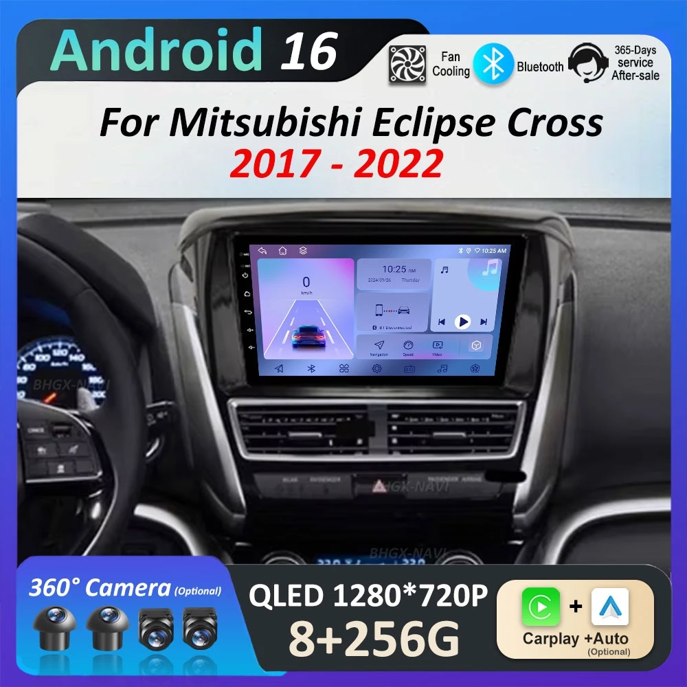 Navegación GPS Android 16 para Mitsubishi Eclipse Cross 2017-2022, Radio para Auto, Reproductor Multimedia, BT, 4G, DSP, Estéreo, WiFi, Pantalla HD