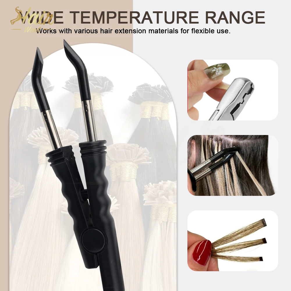 Hair Want Fusion K Tip Hair Connector Kit 40g Keratin Glue Beads for Keratin Extensions 5Pcs Acrylic Heat Shield