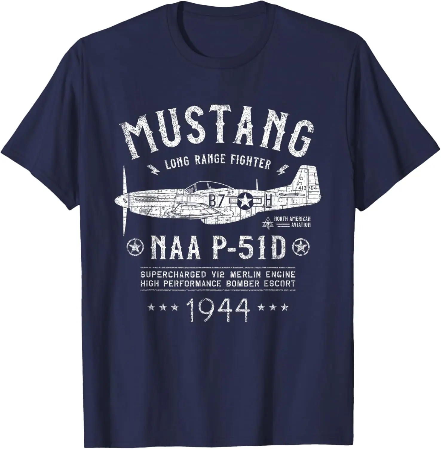 P-51 Mustang North American Aviation WW2 P51 Fighter Plane T-Shirt Short Sleeve Casual 100% Cotton Shirts