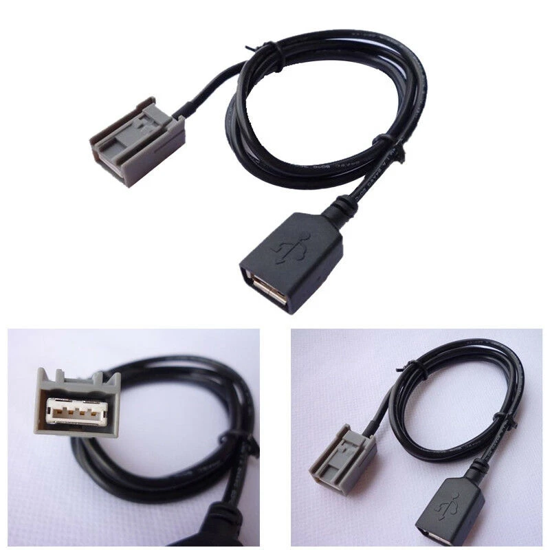 2X Car Aux USB Cable Adapter Female Port Extension Wire For Honda Civic Jazz CR-V Accord Stereo MP3 Interface