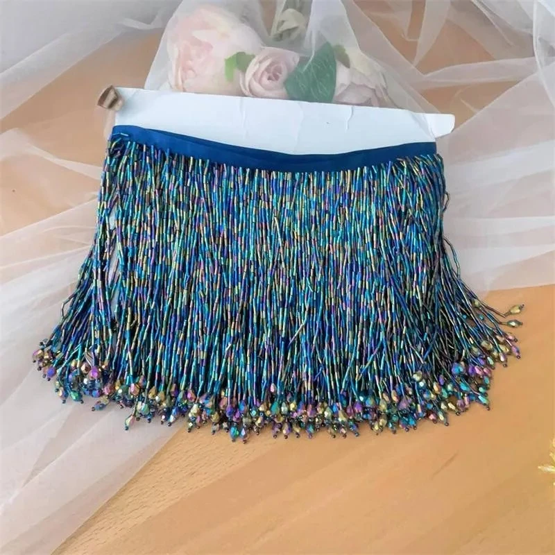 

5-1Y.20Color 16 см Высококачественная кружевная тесьма ручной работы с кристаллическими стеклянными бусинами и кисточками для декора свадебных платьев и головных уборов, аксессуары для рукоделия