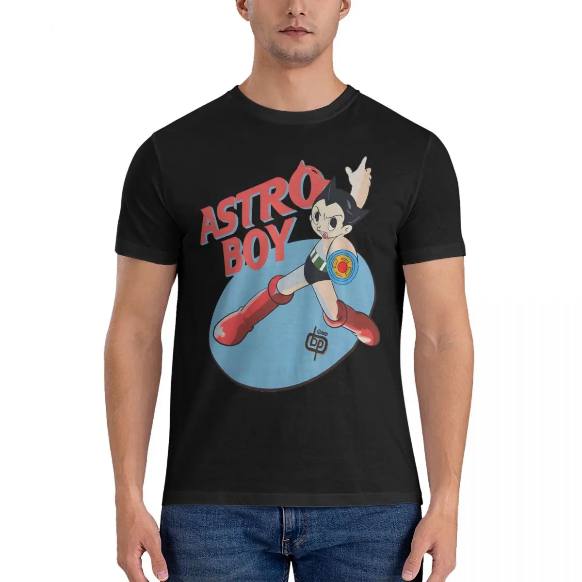 Pose Men's T Shirt Astro Boy Fun Tee Shirt Short Sleeve Crewneck T-Shirts Pure Cotton Classic Clothing