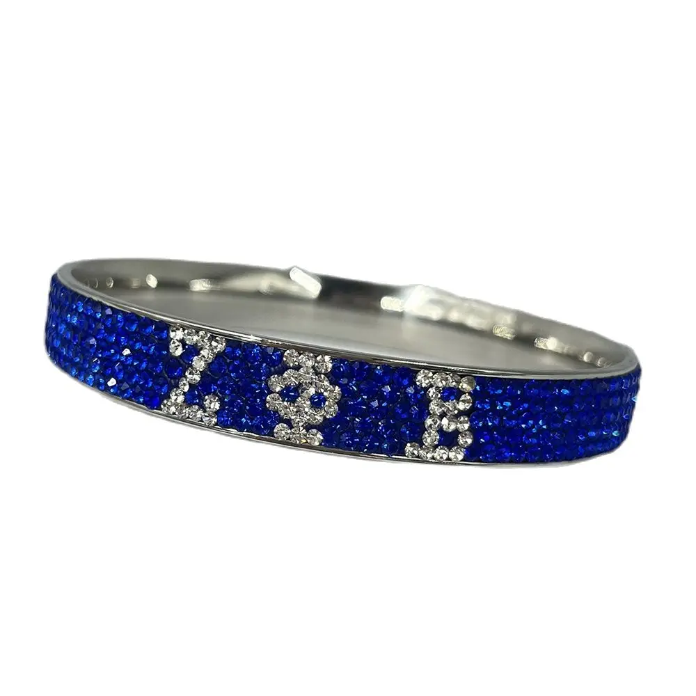 Blue and white rhinestone Zeta Phi Beta sisters stainless steel bracelet