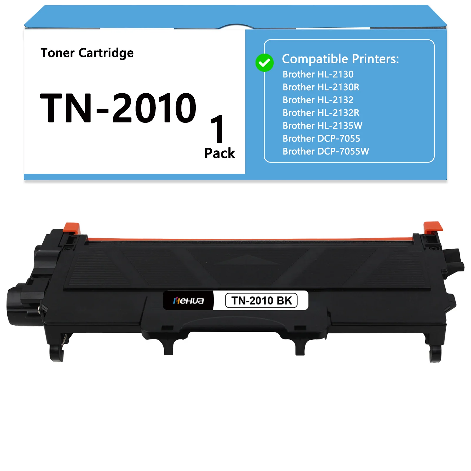 1 x TN2010 Tonerkartusche, kompatibel mit Brother HL-2130 2130R 2132 2132R 2135W DCP-7055 7055W