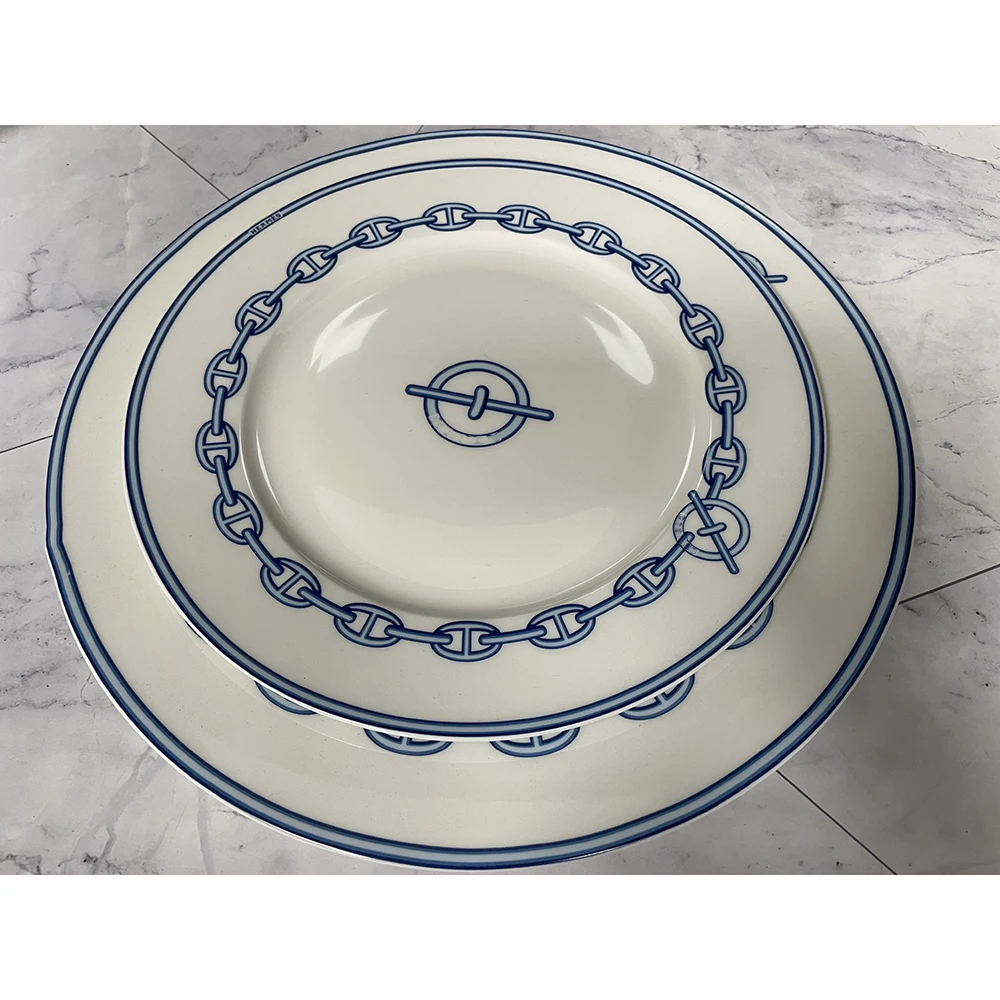 

2022 Blue Bone china dinner plate new coffee cup Western food plate daily gift luxury dinner plate four piece set