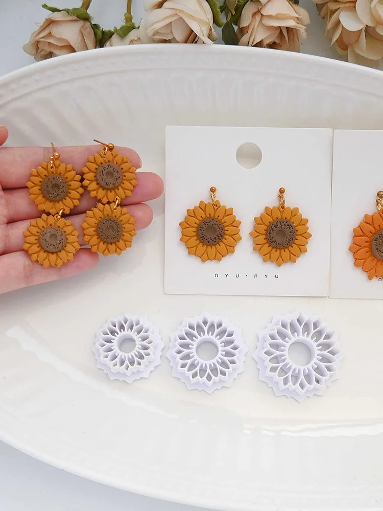 Coupe-argile polymère marguerite tournesol, 3 tailles, fleur, poterie douce, moule, bricolage, boucle d'oreille, bijoux, pendentif, outils de découpe