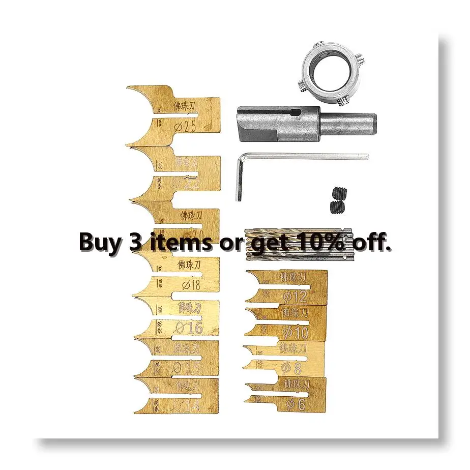 ●Wooden Beads Drill Bit Ball Blade Milling Cutter Set 24Pcs Cemented Carbide Spherical Buddha Beads Woodworking Tool Kit