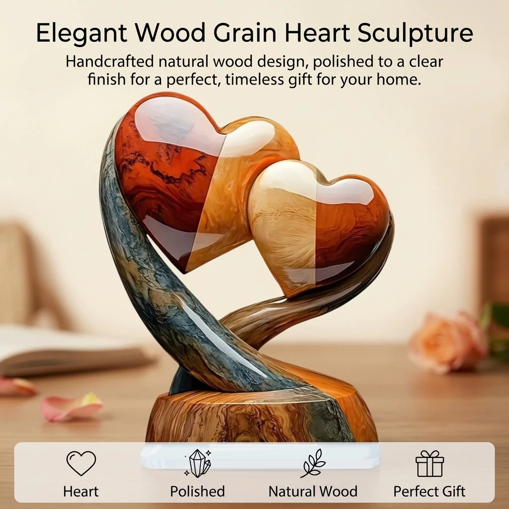 Acrylic Heart Shaped Ornament For Home Decor Gift Transparent Material With Smooth Surface And Stable Base