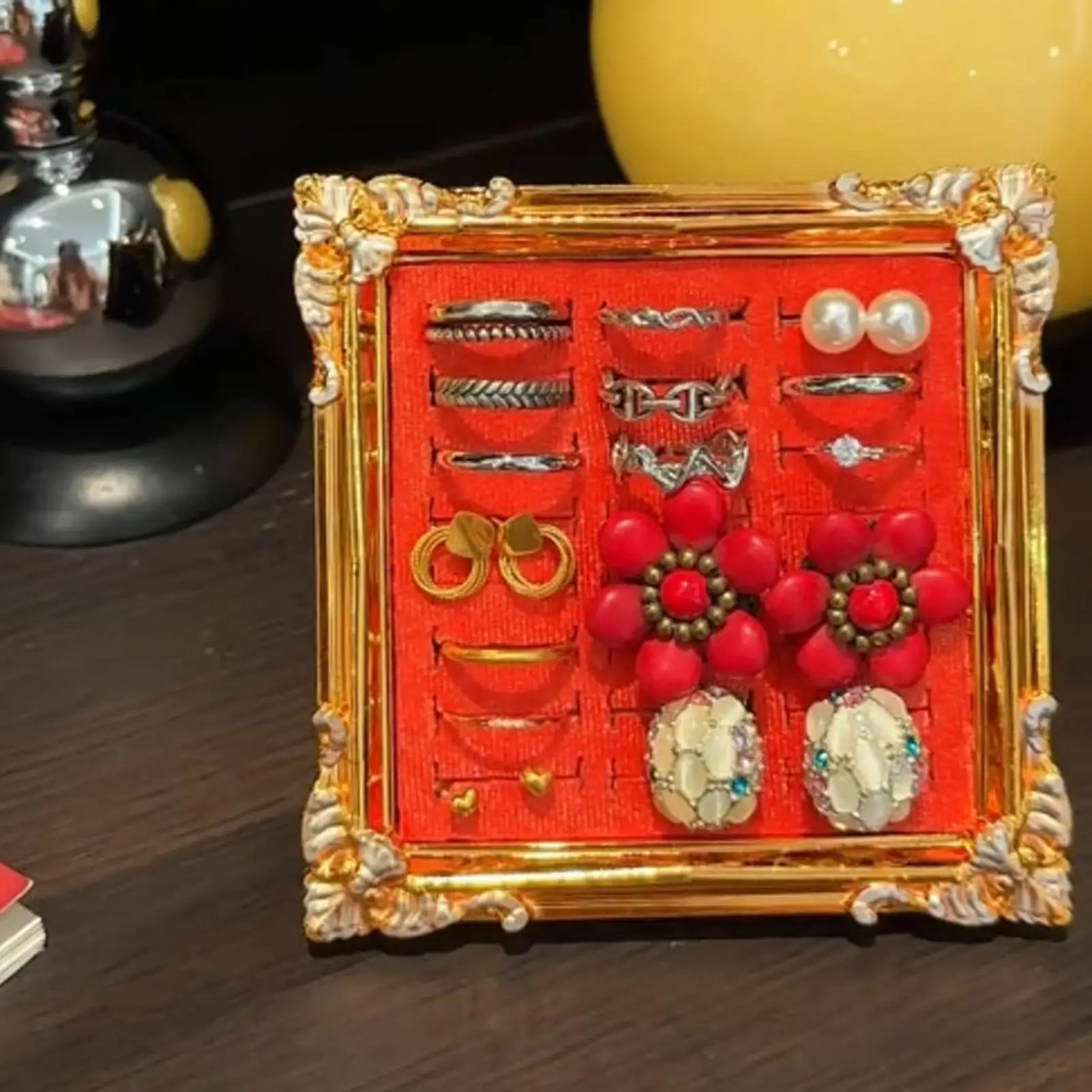 

Винтажная подставка для колец, поднос для сережек, органайзер для ювелирных изделий, органайзер для подарков на свадьбу и день рождения для помолвки, реквизит