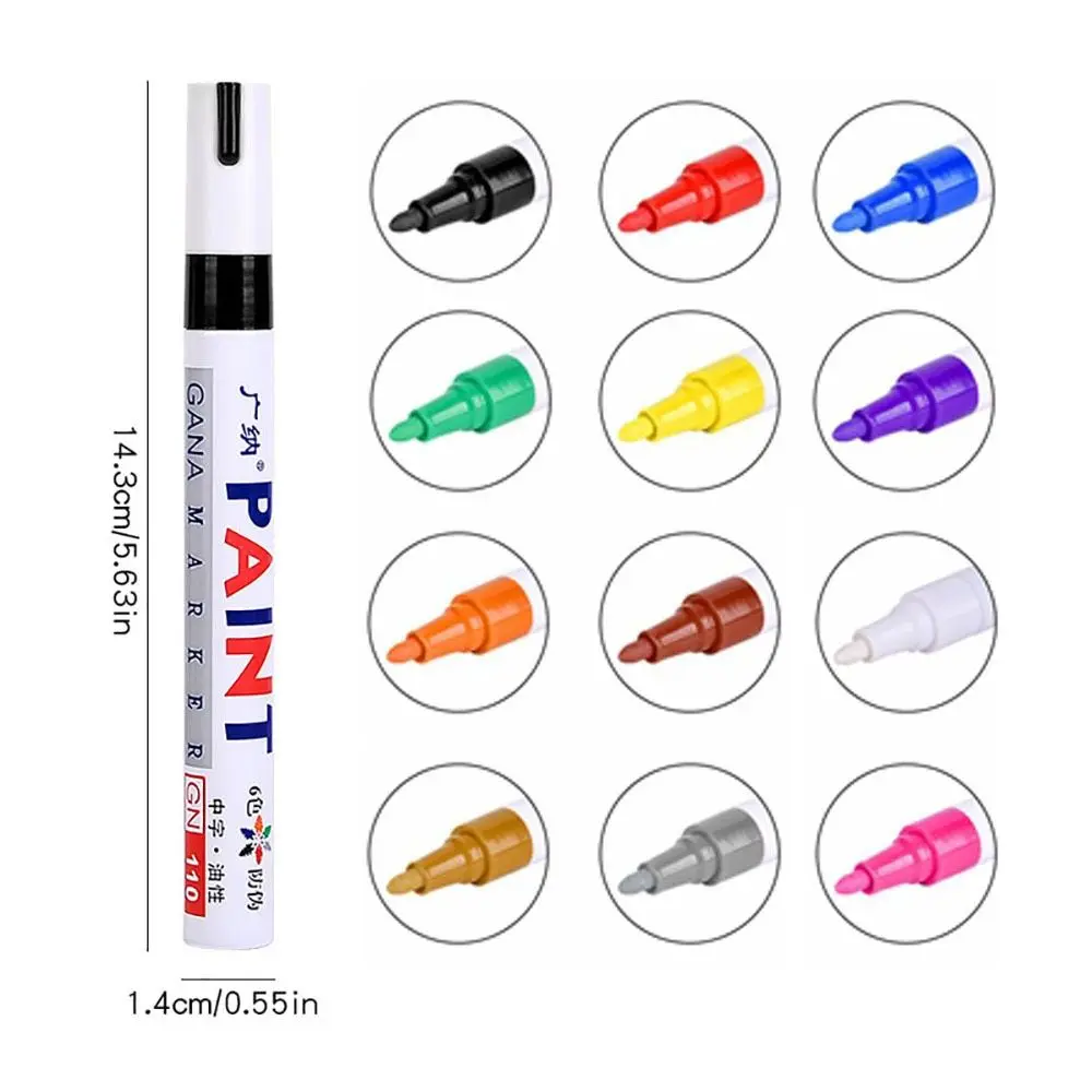 12-Farben hochwertige wasserdichte Farb markierung, die Kraft glattes Schreiben 12-Farben-Stift permanentes Briefpapier Acryl stift abdeckt
