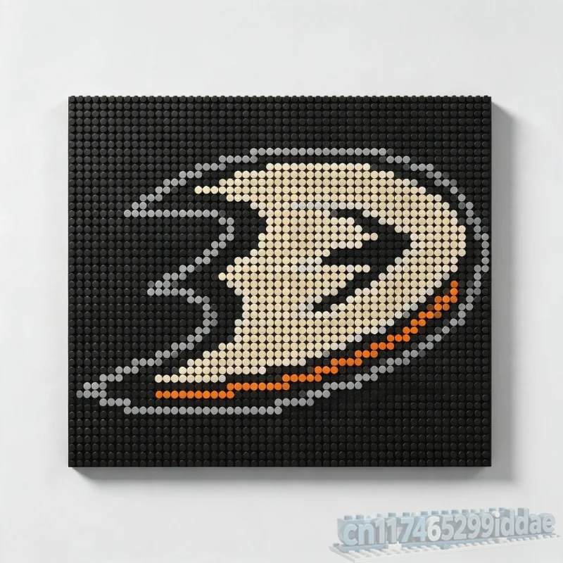3135PCS Anaheim Ducks Logo MOC Ice Hockey Team Sports Icon Building Blocks Creative Pixel Art Model DIY Assembly Education Toys