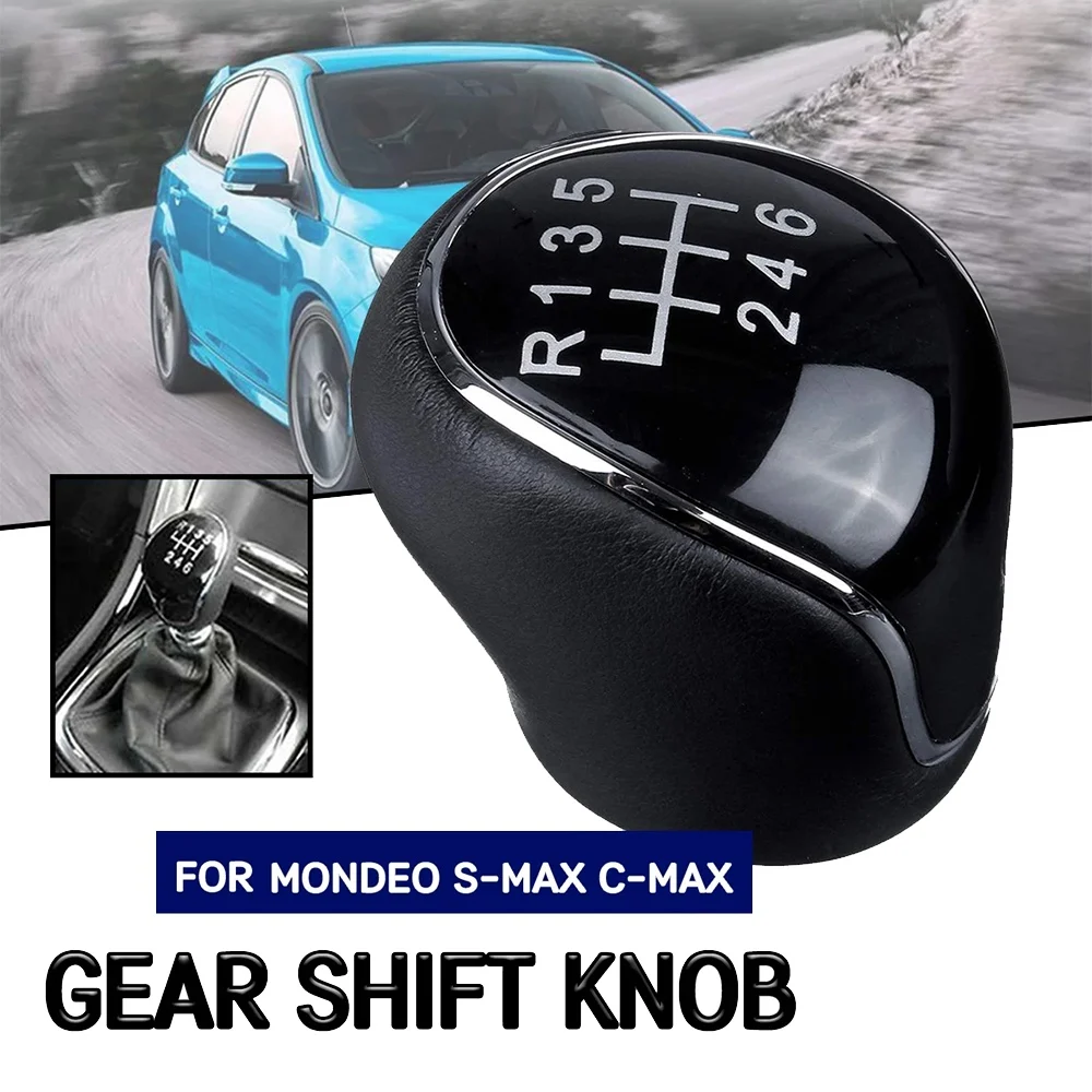 Classic-6 Speed Leather Gear Shift Knob Shift Lever Gaitor Boot Cover For Ford Mondeo Mk4 (2007-2014)