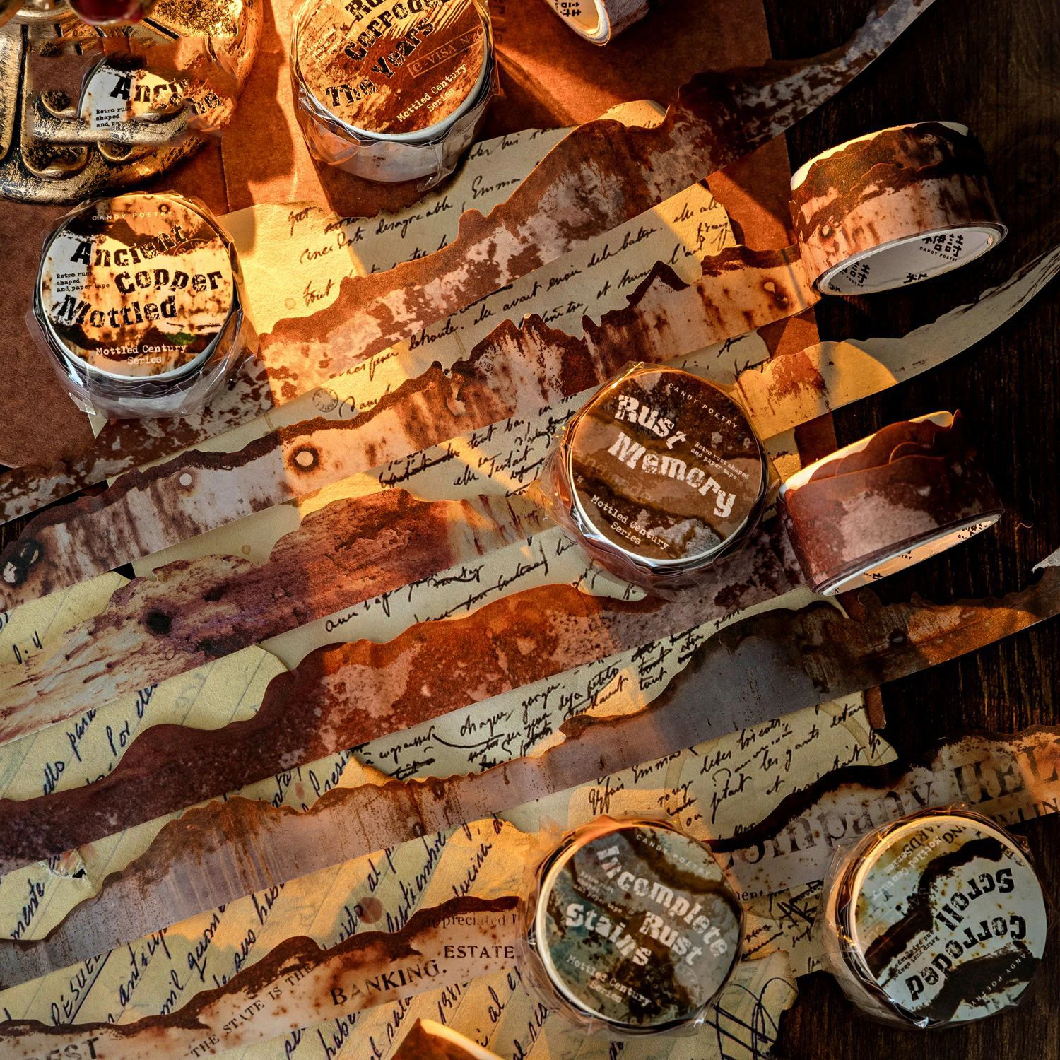 

Mottled Century Series Vintage Burning Distressed Landscape Washi Tape Creative DIY Journal Material Collage Stationery