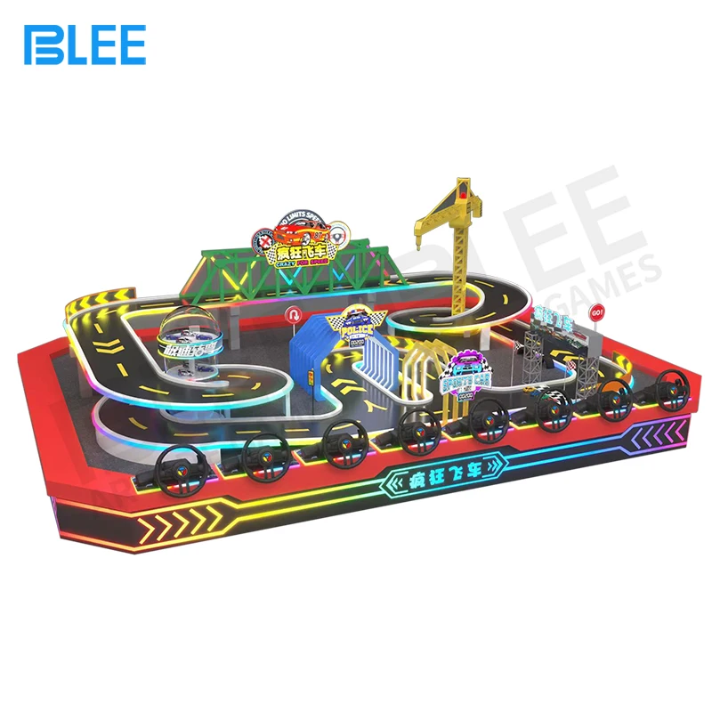 Consolas de juegos de carreras competitivas para centro comercial, juguete de pista de carreras con ranura para coche ferroviario de 8 jugadores