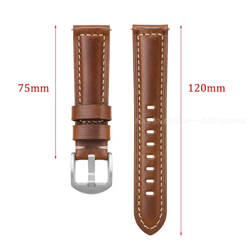 Genuine Leather Calfskin Strap 20mm 22mm 24mm for Huawei Watch GT 4 3 46mm Oil Wax Leather Band for Galaxy Watch 6 5 Accessories