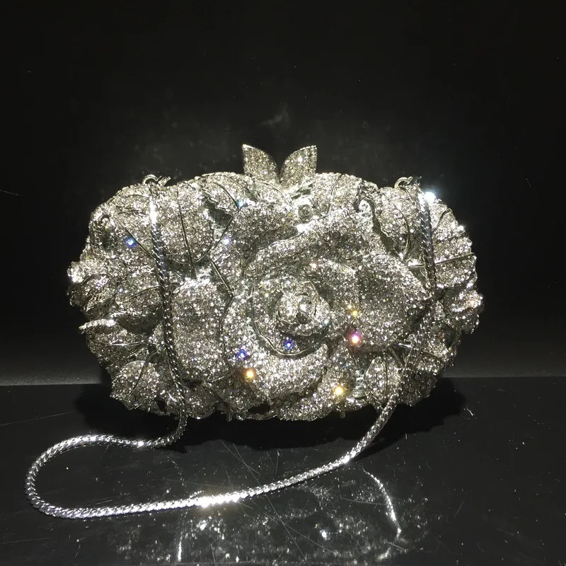 

A Flower Hollow Diamond Dinner Diamond Bag Ladies Clutch Bolsos De Mujer Tendencia Bolso Marca Lujo Cartera De Fiestas Elegantes