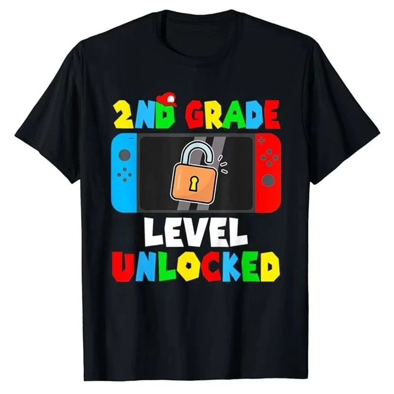 

Детская игра 2-го уровня, разблокированная футболка для мальчиков на первый день, одежда «Снова в школу», новинка Sons, подарок, осенне-зимняя внутренняя одежда