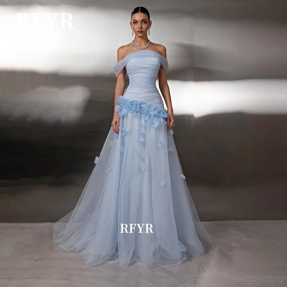 

RFYR вечернее платье с открытыми плечами и 3D цветочным платьем для выпускного вечера, вечерние платья принцессы, элегантное праздничное платье знаменитостей, платья по индивидуальному заказу