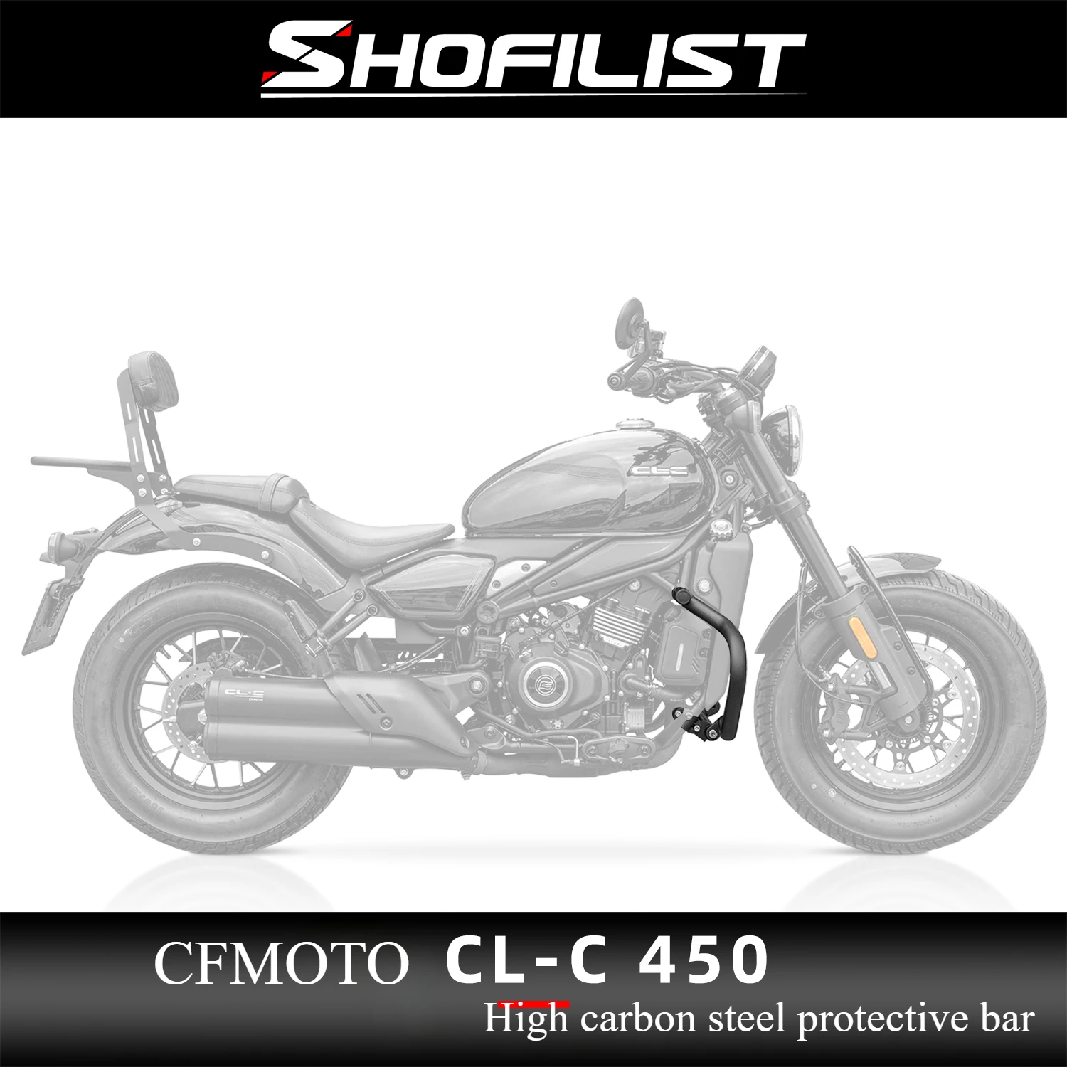 

Suitable for CFMOTO CL-C450 Modified Bumper Retro Style Bumper, High Carbon Steel Anti Drop Bar Body Protection Frame