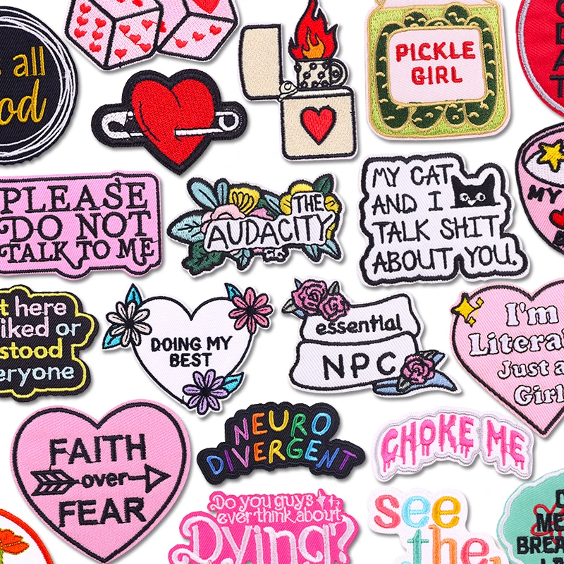 Hüte Jacken Stickerei DIY Cartoon Brief Patch Eisen auf Patches für Kleidung Persönlichkeit Brief Slogan bestickt Nähen Aufkleber