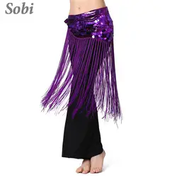 Fringe Belly Dance Wrap Belt for Women Tribal Belly Dance Sequin Tassel Hip Scarf Triangle Waist Chain Skirt Belly Dance Clothes