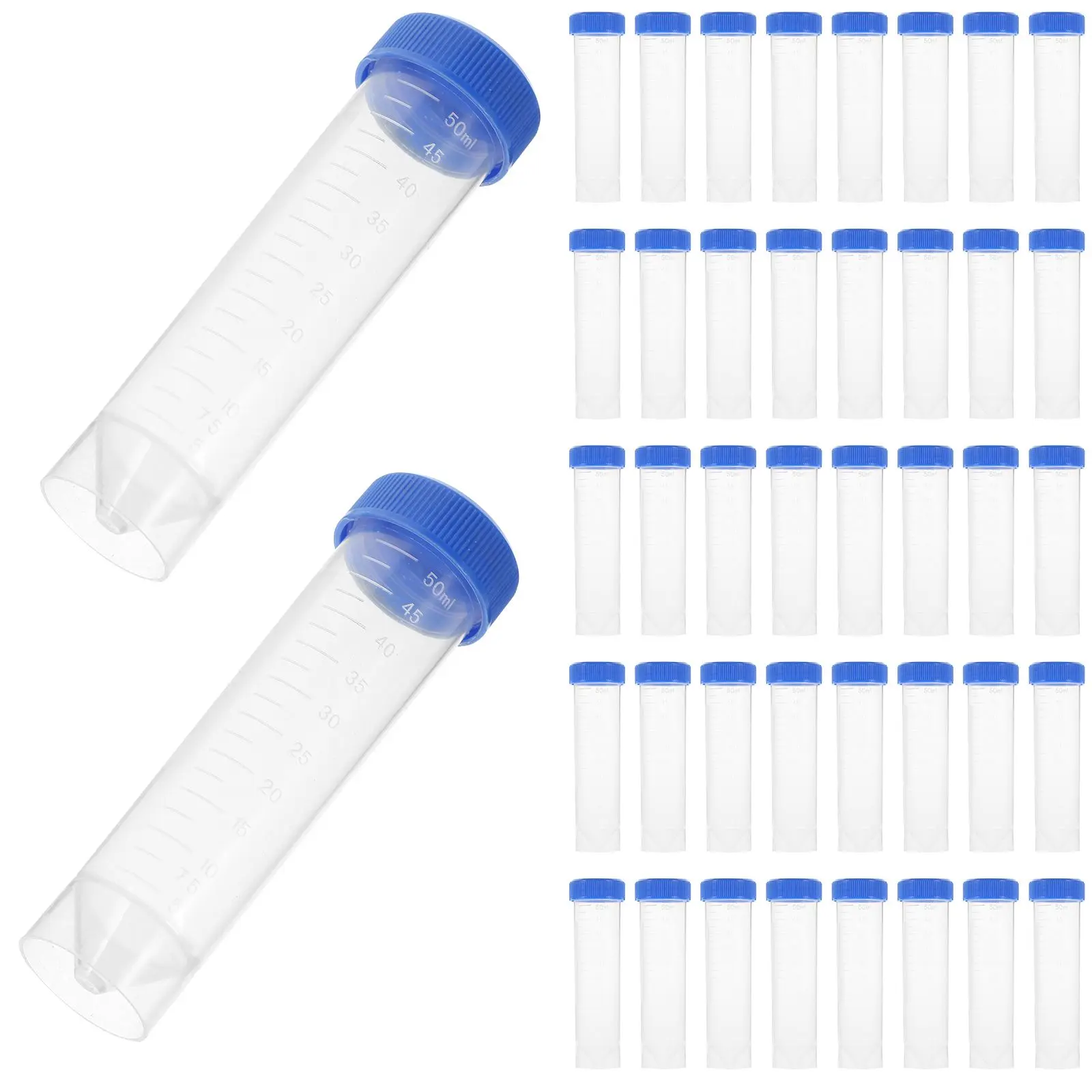 

50 Pcs 50ml Screw Cap Centrifuge Tube Laboratory Tubes Centrifugal Vials with Caps Pp Sample Experiment Test