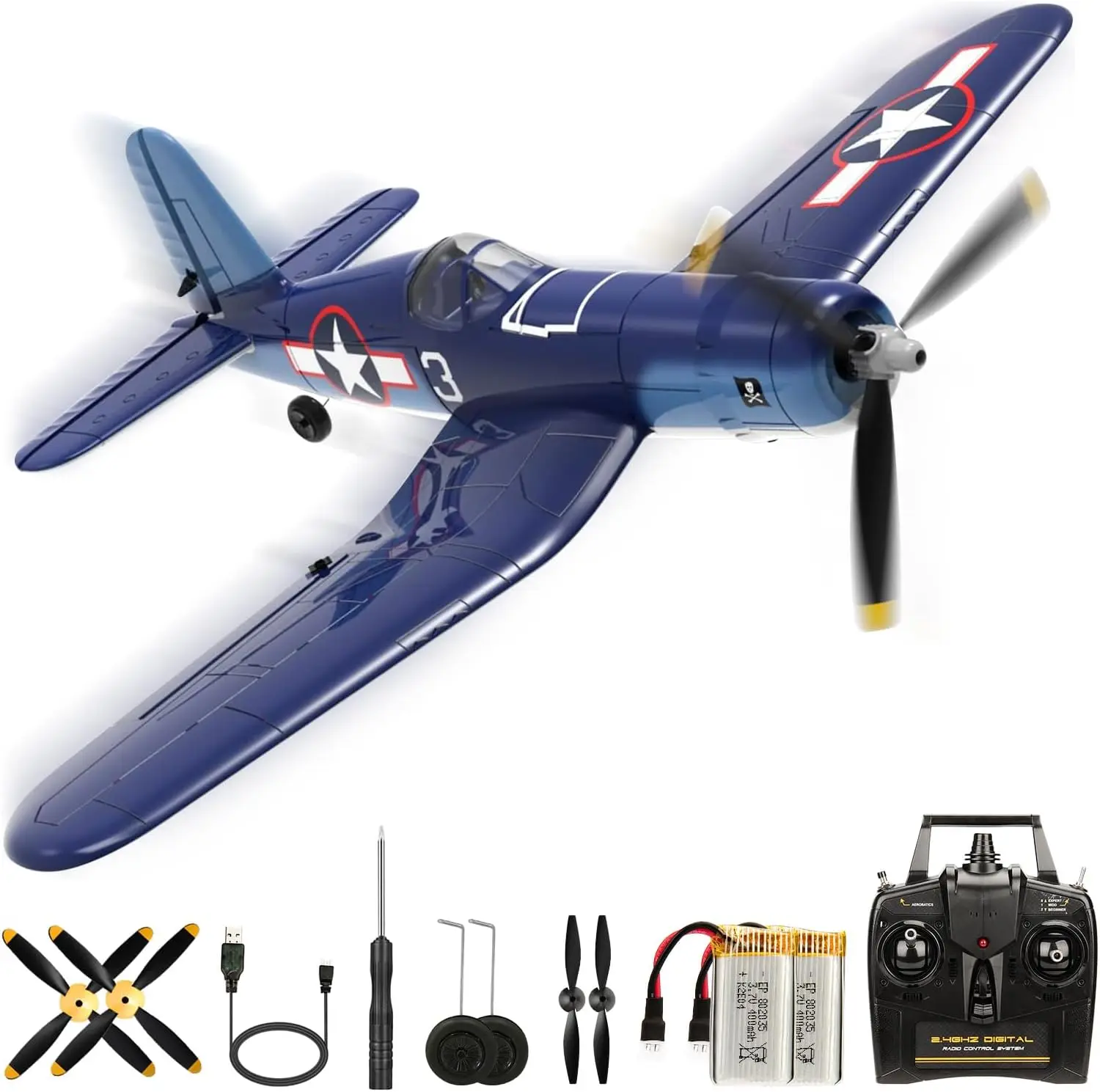 2023 New Upgrade F4U Corsair RC Plane 4 Channel RTF Remote Controlled Aircraft RC Airplane for Beginners Adult with Xpilot Stabi