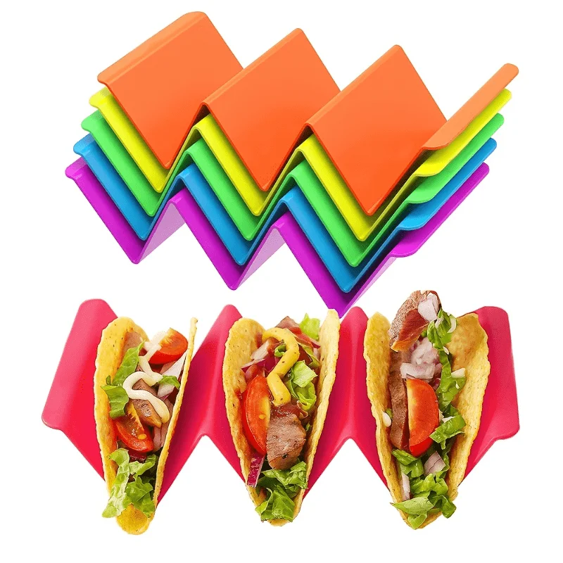 Colorful Taco Holder Stands Holds Up To 3 Or 2 Tacos Each, Dishwasher & Microwave Safe