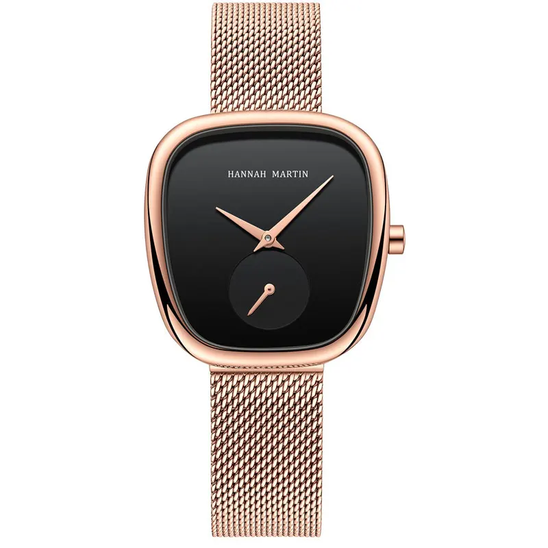 Women Steel Milan Mesh Quartz Watch Creative Two Pin Half Barrel Design Waterproof Luxury Business Watch Relogio Ferminino