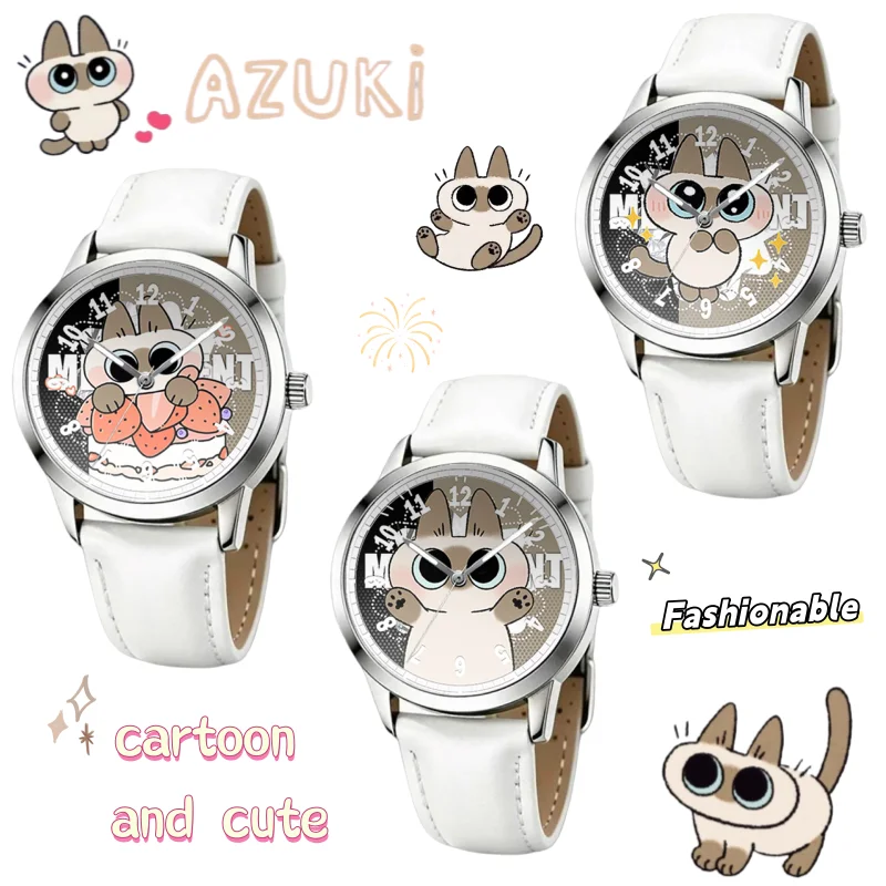 Azuki Uhr – Niedlich und im Cartoon-Stil, schlichter Design, geräuschlos, wasserdicht, neu, kreativ und gut aussehend, langlebig, Geschenk für Studenten und Paare. – Detail 1