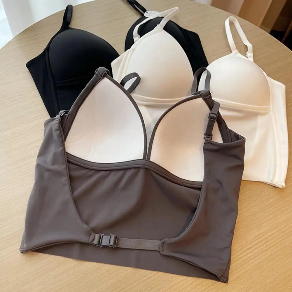 Women V-neck Bra Thin U-shaped Beauty Back Vest Bra for Summer Wear Anti-slip V-neck Beach Bra for Backless