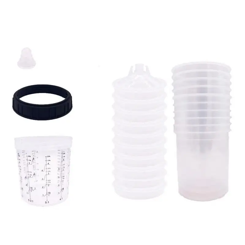 Automotive Paint Sprayer Cups Automotive Paint Kit With 10 Inner Cups & 10 Lids Efficient Painting Mixing Cup Easy-to-Refill