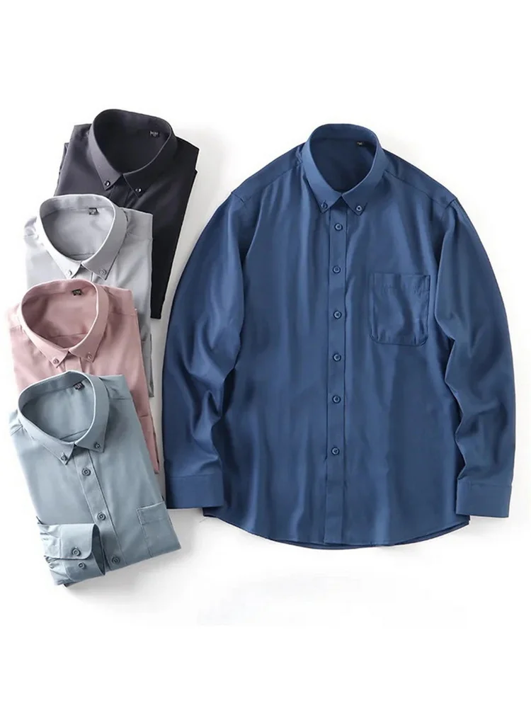 

Advanced Wool Blend Breathable Casual Long Sve irt Men's Autumn Studio Button up Faionable Ci Loose Fit irt