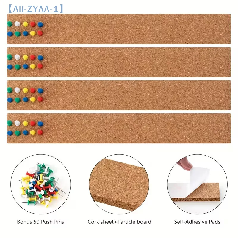 【ZYAA-1】2/4 قطعة شرائط لوحة الفلين ذاتية اللصق منظم الحائط شرائط الإعلانات لوحة الرسائل عرض الصور #5