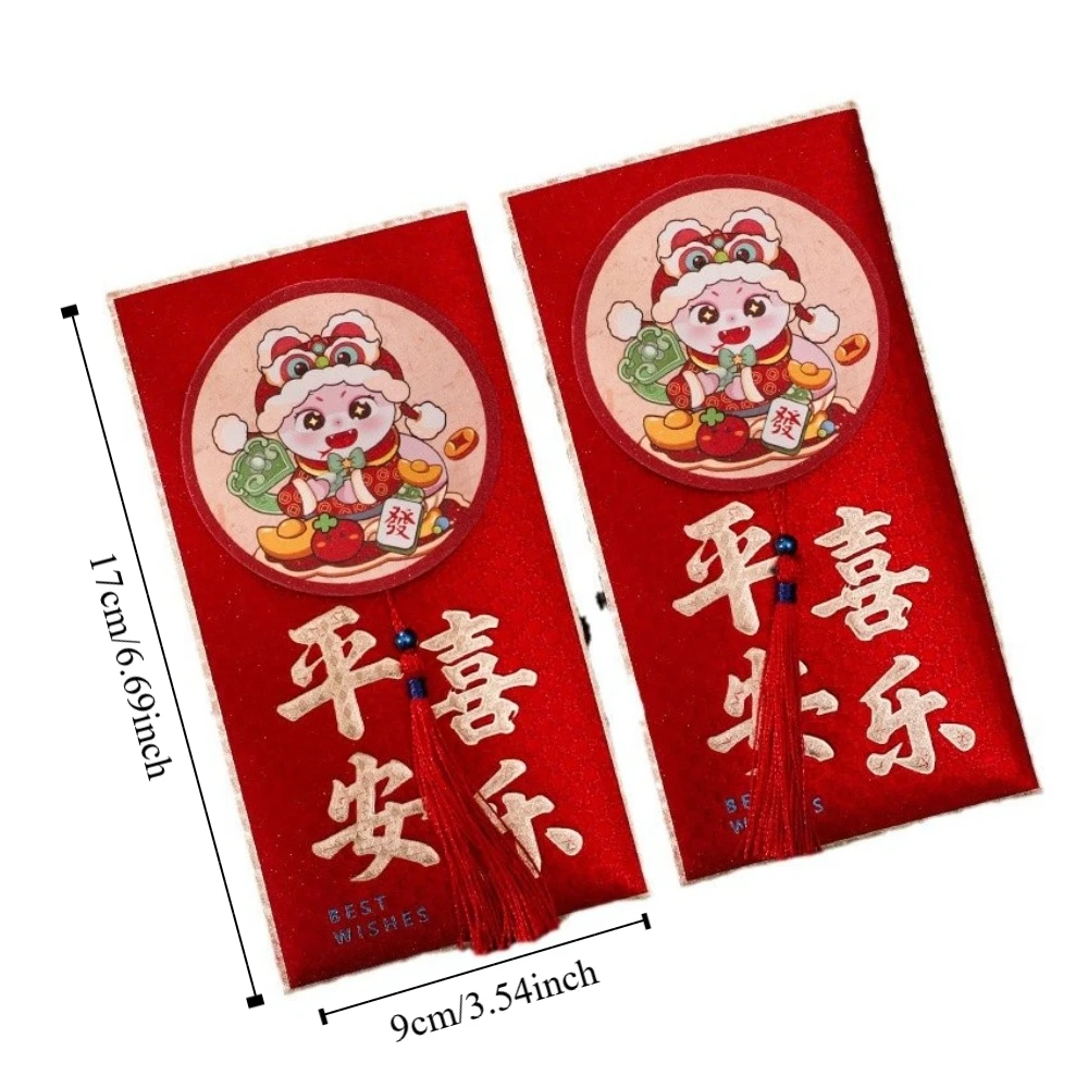 2 pezzi 3D 2025 Capodanno Busta rossa Benedizione Best Wishes Anno del serpente Busta per soldi zodiaco cinese HongBao