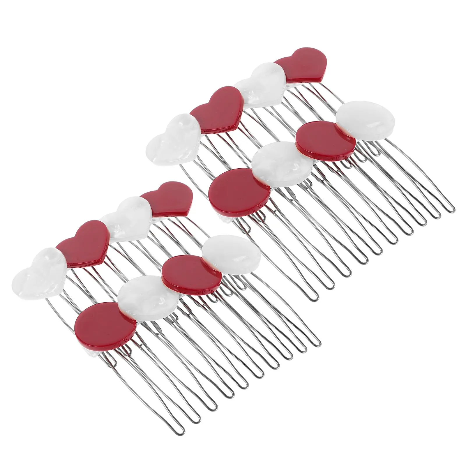 

4Pcs Heart Circle Hair Clips Set Acetate Claw Clips for Bangs Hair Finishing Elegant Sweet Look Daily Party Valentine Outfit