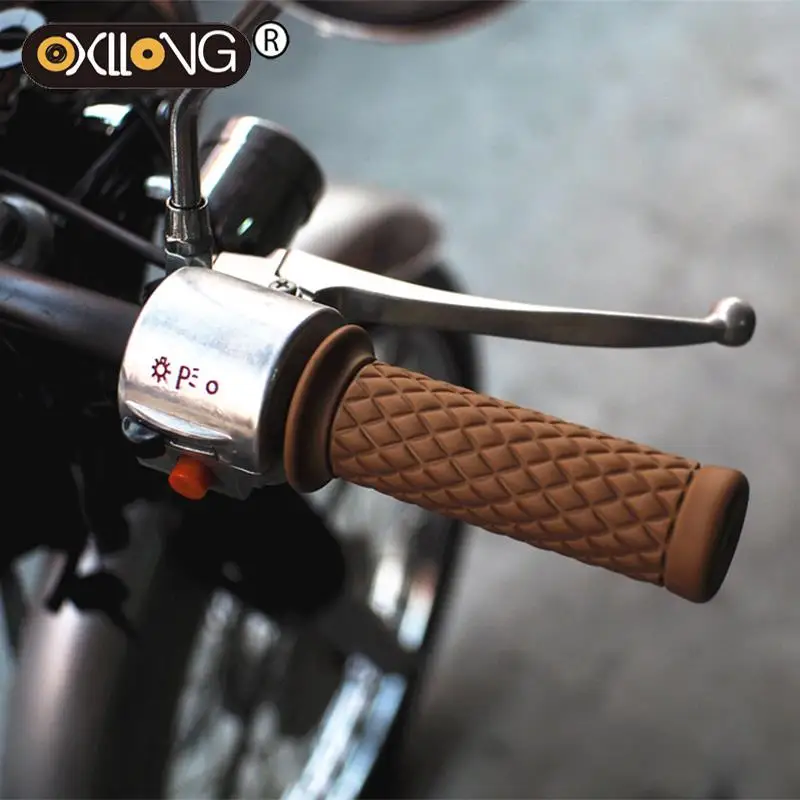 Motorcycle retro rubber classic motorbike Non-slip handle bar unviersal vintage moto handlebar for cafe racer motorcycle grip